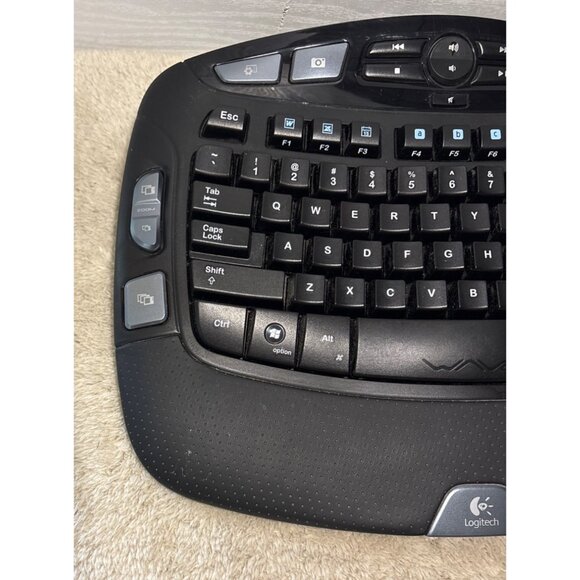 Logitech K350 Wireless Wave Keyboard Ergonomic Media Controls No USB Dongle - Picture 2 of 10